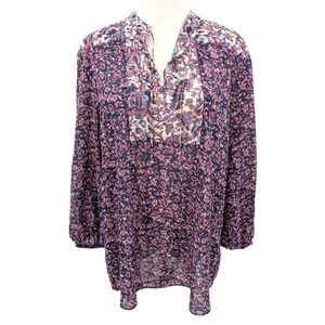 Sheer Paisley Floral Blouse Boho Lightweight Spring Tunic XL Tall